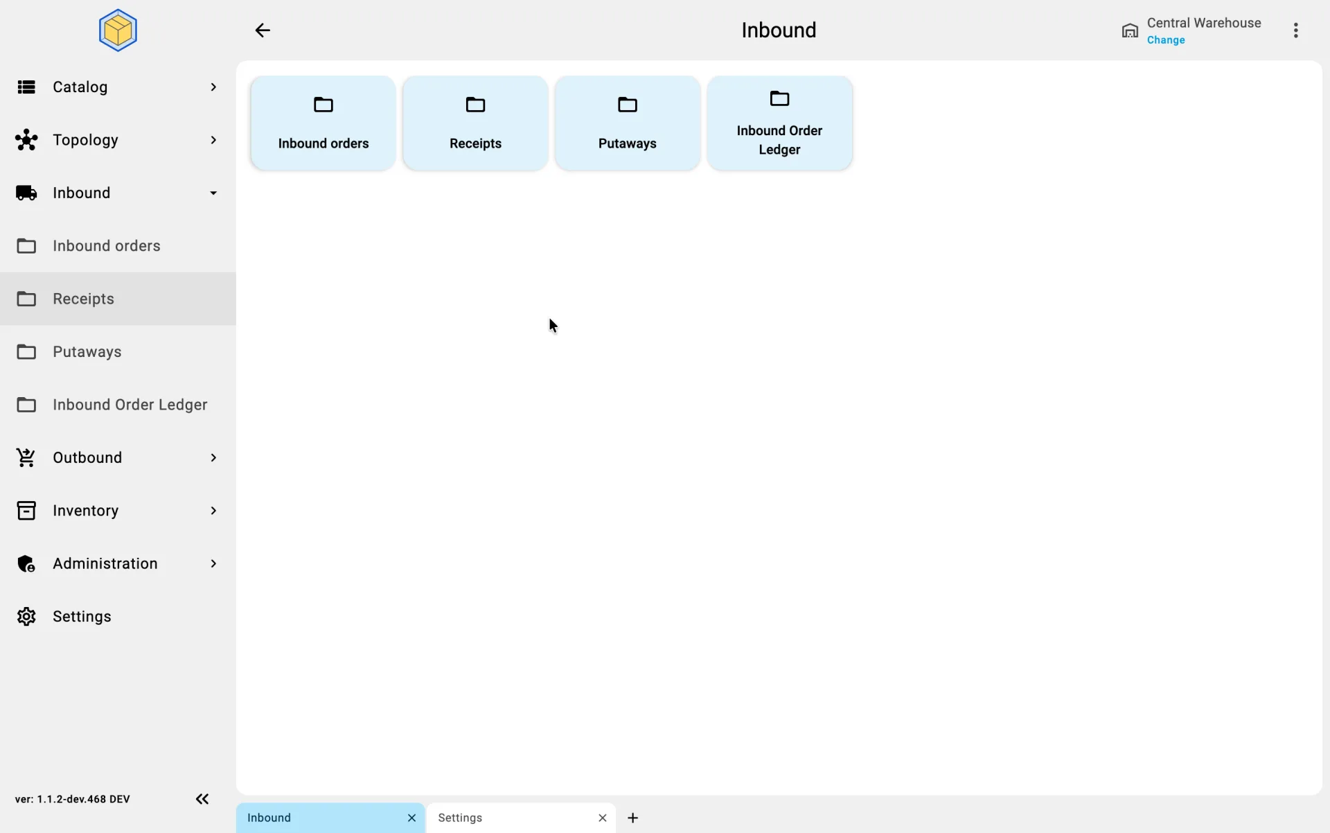 Home — entering the Receiving module