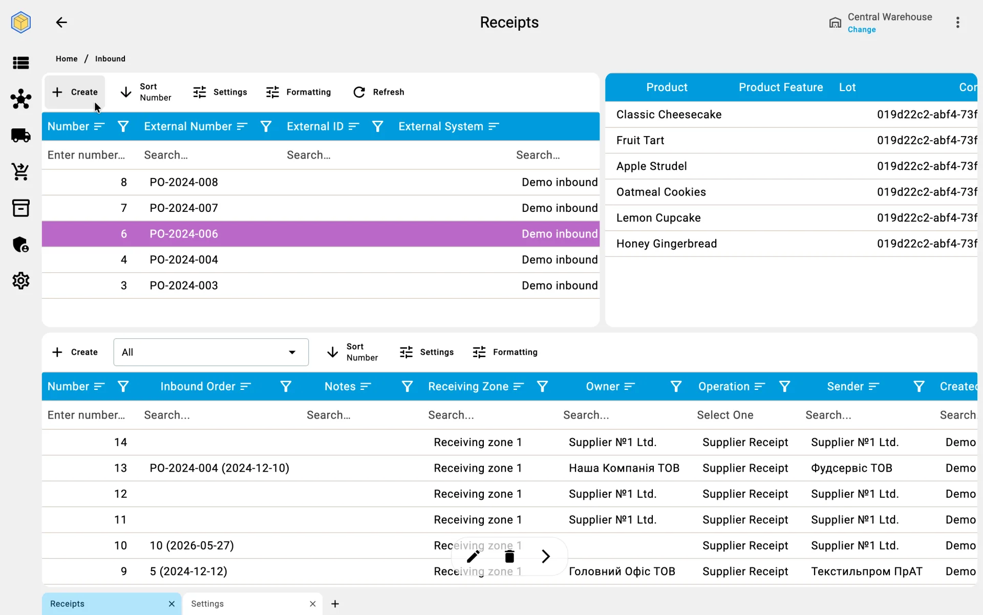 Product catalogue — adding a line