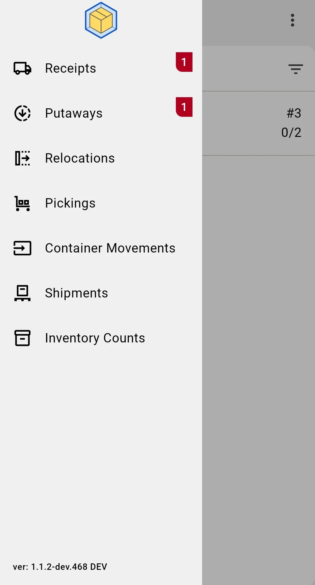 Side navigation drawer — module menu