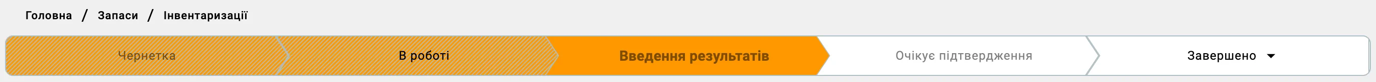 Стрічка статусів перерахунку — підсвічено «Введення результатів»