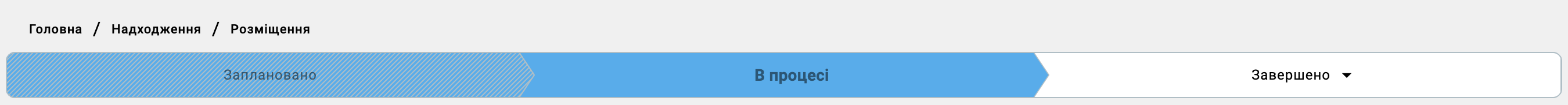 Стрічка статусів розміщення — підсвічено «В процесі»